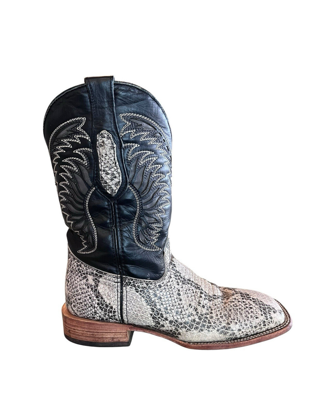 Alfa Python Print Mens Wide square toe Sz 10 Western Cowboy Boots 3175.32